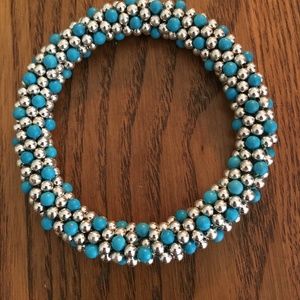 Sterling Silver & Turquoise Beaded Bracelet